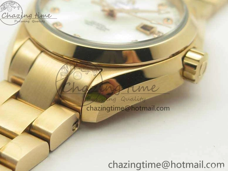 0317 Timeless Aqua Terra Ladies 35mm RG V6F Best Edition White MOP Dial On RG Bracelet A 8102